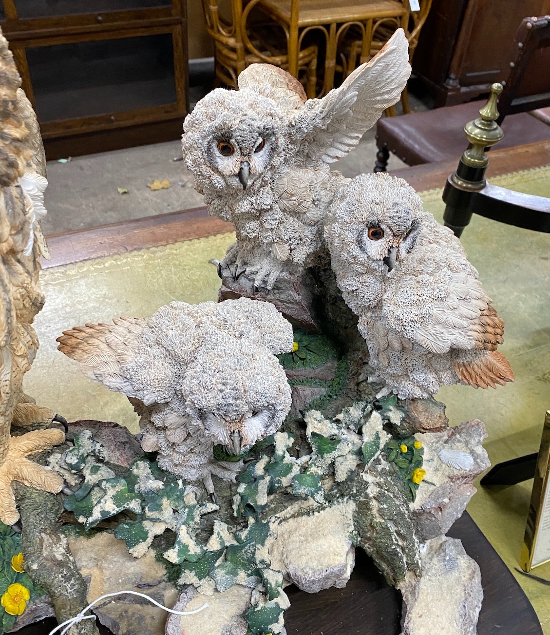 David Ivey, a limited edition resin owl group, 